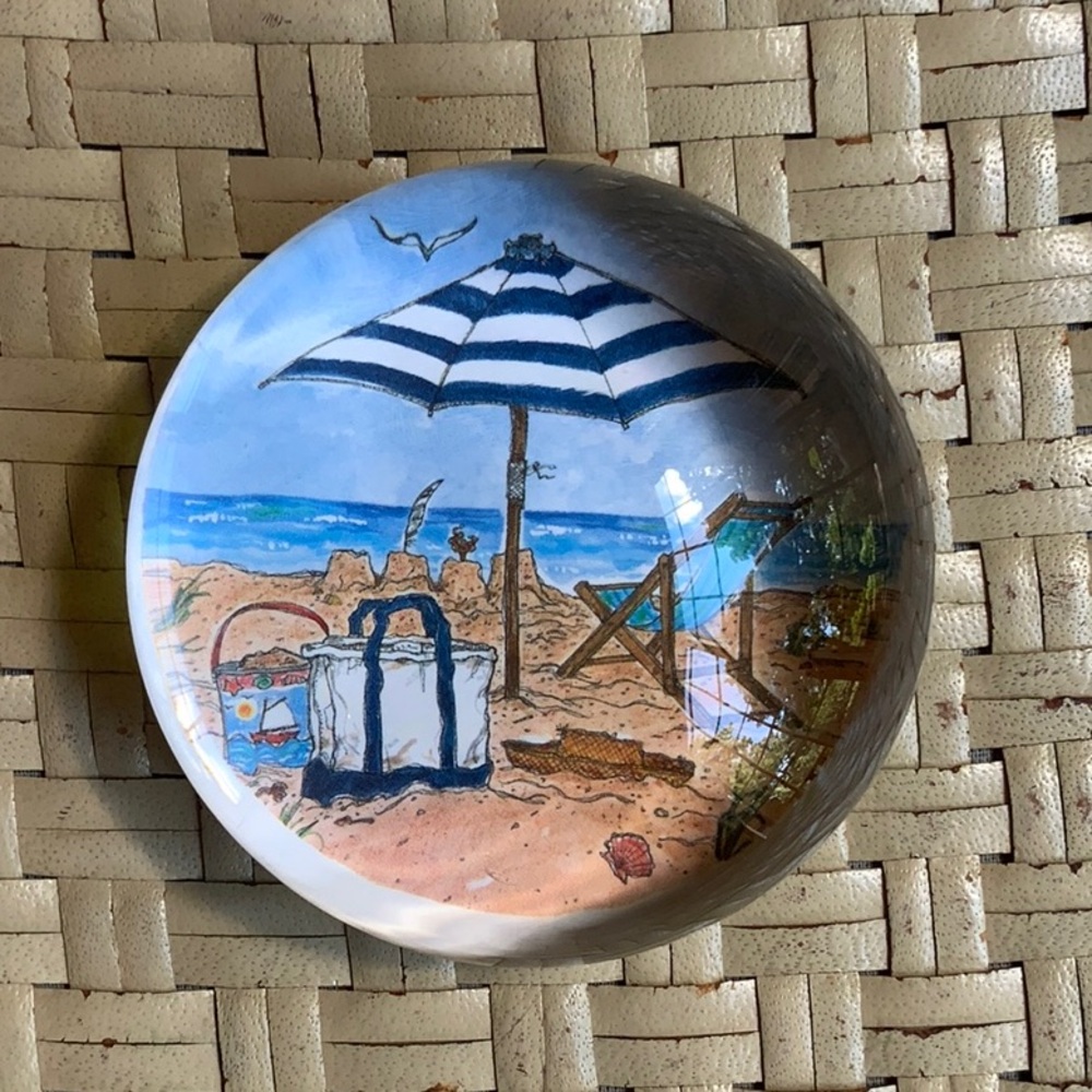 GLASS PAPER WEIGHT BEACH SCENE PERFECT Firm price